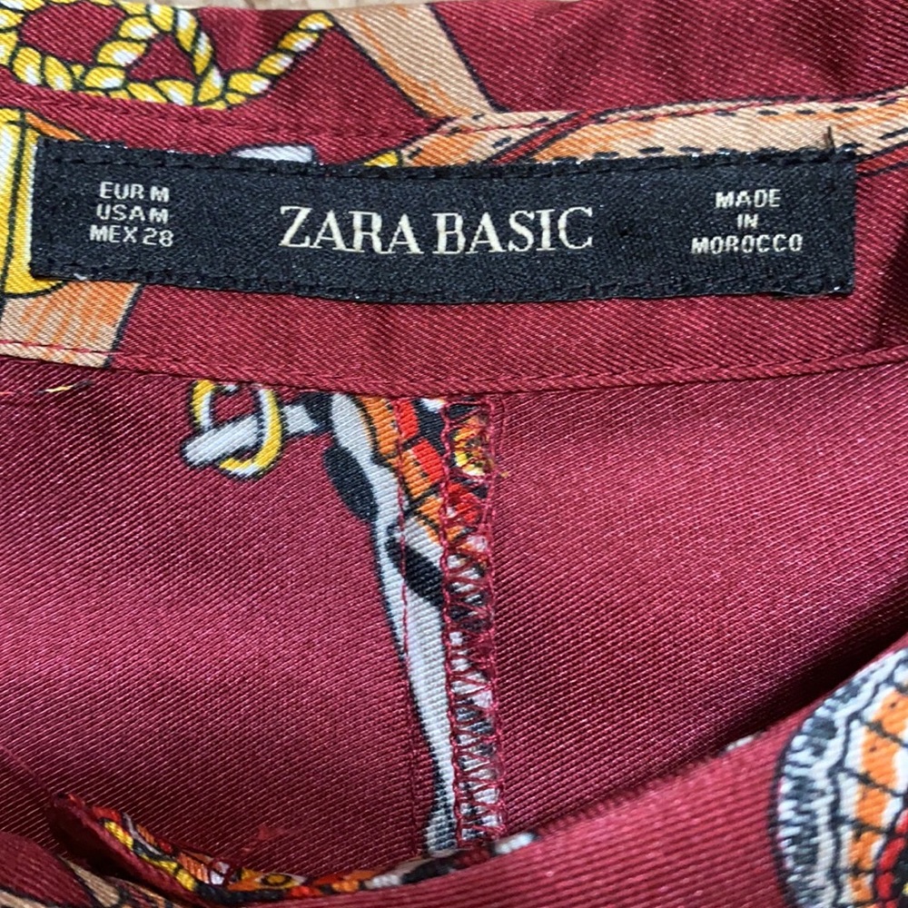 Zara Basic Long Red Chain Pattern Silky Lounge Dr… - image 8